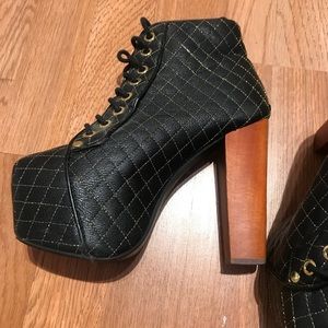 Black leather booties